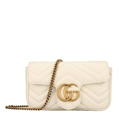Gucci/古驰 经典SUPERMINI 白色单肩斜挎包476433-DSVRT-9022-穿范儿