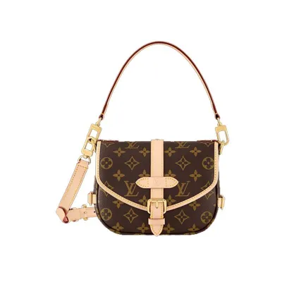 LOUIS VUITTON/路易威登LV 小号涂层帆布拼牛皮双子星单肩斜挎手提包M46740-穿范儿