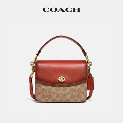 COACH 蔻驰 经典标志涂层帆布CASSIE 19号斜挎包 89089 B4NQ4 棕黄色锈色-穿范儿