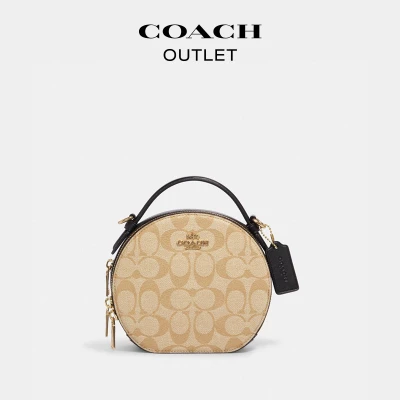 COACH 蔻驰 奥莱女包色块经典标志CANTEEN斜挎包圆形包 CC729 IMUOH卡其-穿范儿