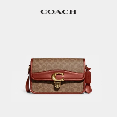 COACH 蔻驰 经典标志STUDIO 25号单肩包 C6639 B4NQ4棕红-穿范儿