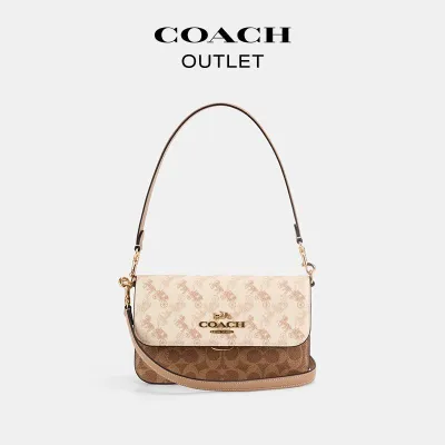 COACH 蔻驰 Brynn 23 马车图案印花斜挎单肩包 CBM57 IMCAH 粉笔白色拼混合色-穿范儿