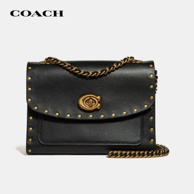 COACH 蔻驰 女士专柜款PARKER单肩斜挎包黑色18号小号29389B4BK-穿范儿