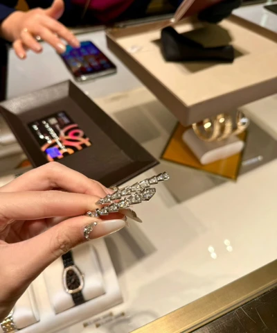 BVLGARI宝格丽SERPENTI系列18k白金满钻蛇骨手镯灵蛇-穿范儿