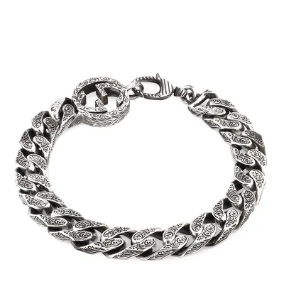 GUCCI/古驰 2021春夏新款 925银GG图案手链454285J84000811-穿范儿