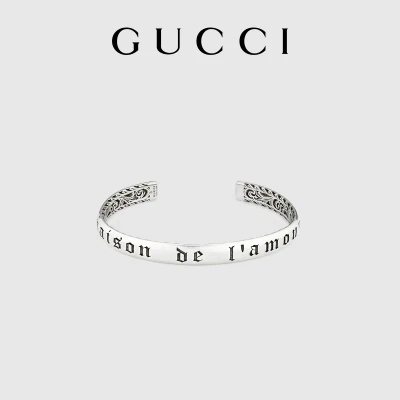 GUCCI古驰饰“Maison de l'Amour”银手镯9530468-穿范儿