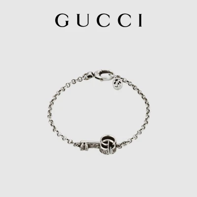 GUCCI古驰双G女士男士钥匙银手链1901387-穿范儿